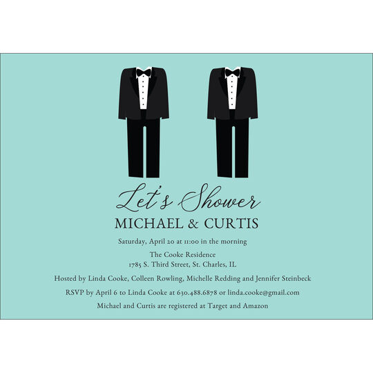 Blue Future Mr. and Mr. Couples Shower Invitations